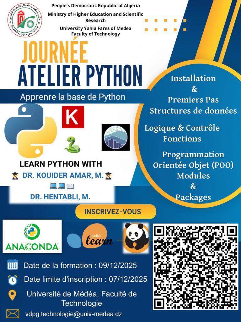 ورشــــة عـــمـــل – (Journée atelier Pyhton)