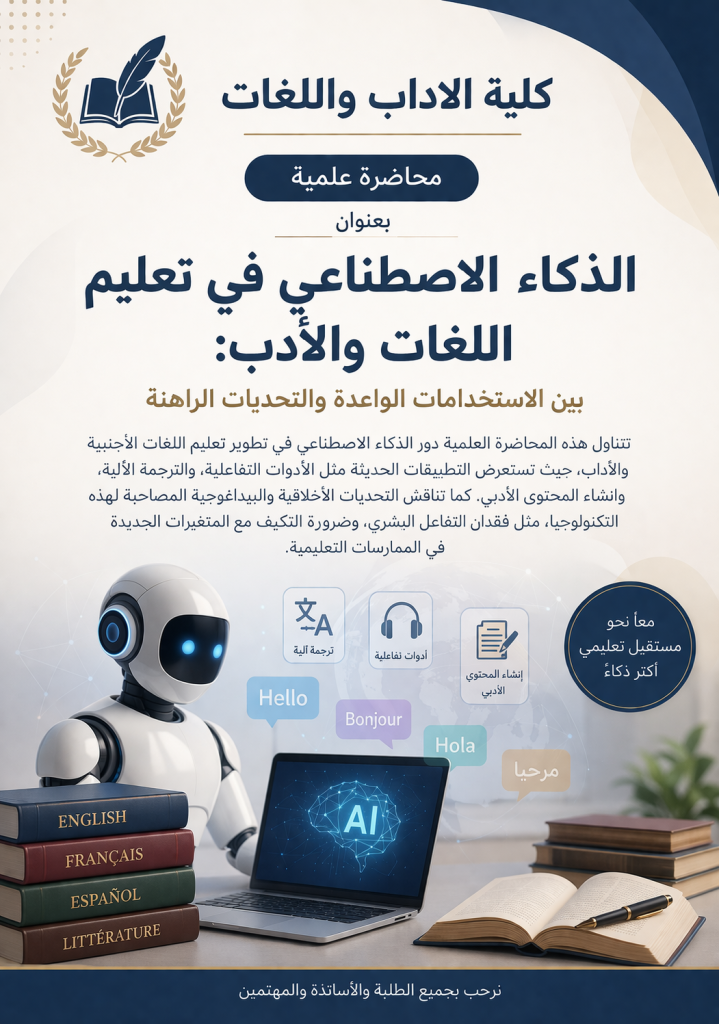 تقديم محاضرة على مستوى كلية الآداب واللغات