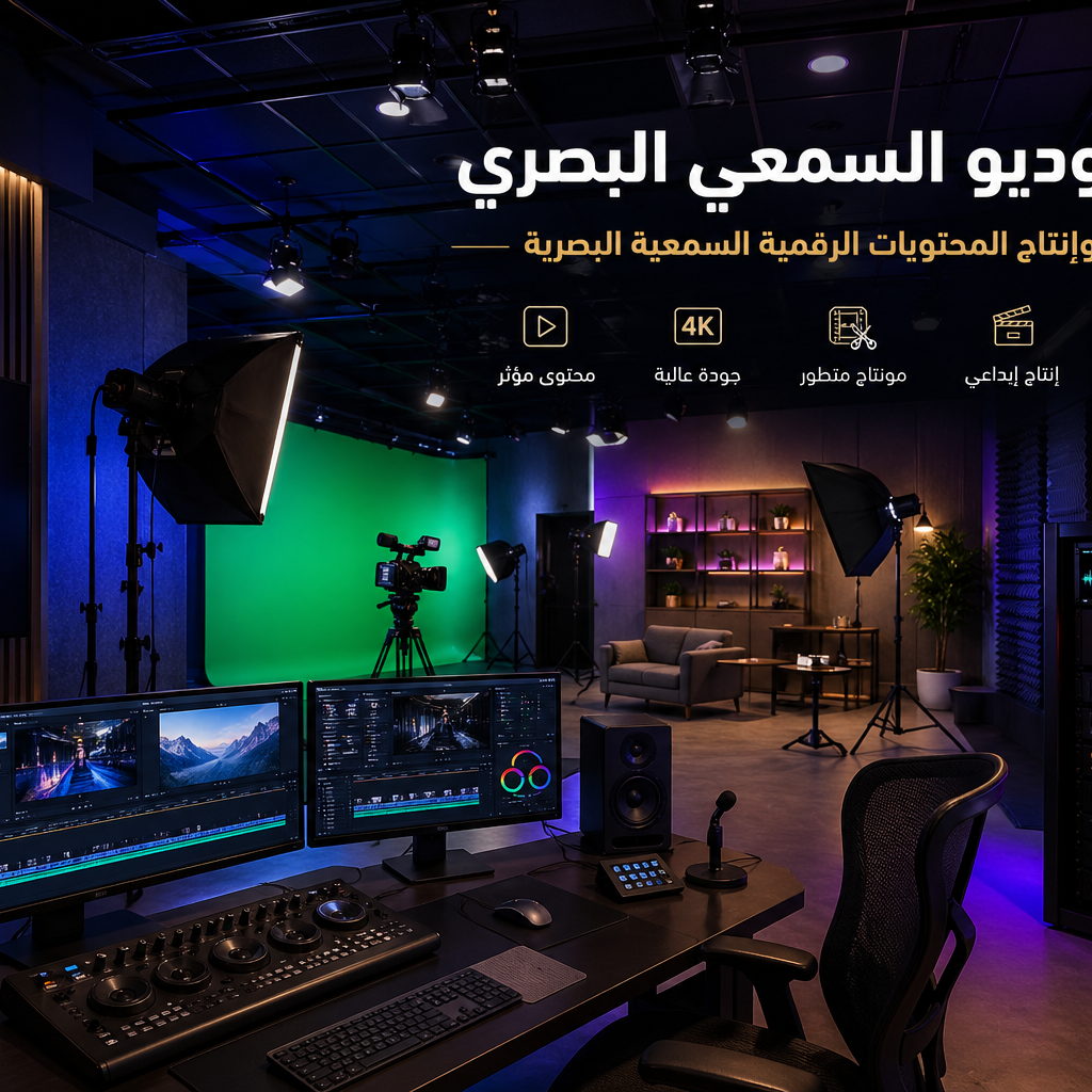 جاهزية الاستوديو السمعي البصري لإنشاء وإنتاج المحتويات الرقمية السمعية البصرية جاهزية الاستوديو السمعي البصري لإنشاء وإنتاج المحتويات الرقمية السمعية البصرية